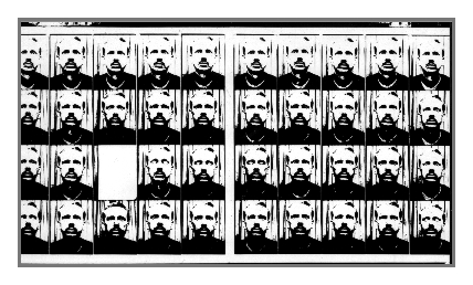 "Ni är fotograferad"  1964. Selfportrait in the Subway Station - AutoPhoto. Silkscreen on canvas. Silver&White. Paper edition 1/100. (See Warhols selfportrait in TIME, US - contemporay.)